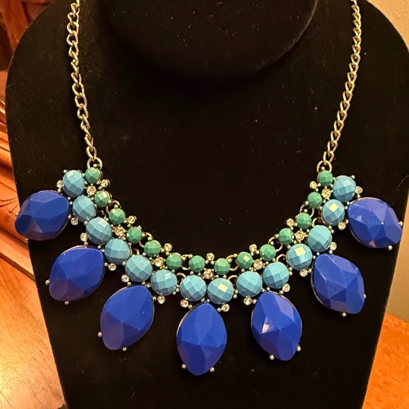 J. Crew Blue/Green and Gold Statement Necklace - Picture 5 of 5